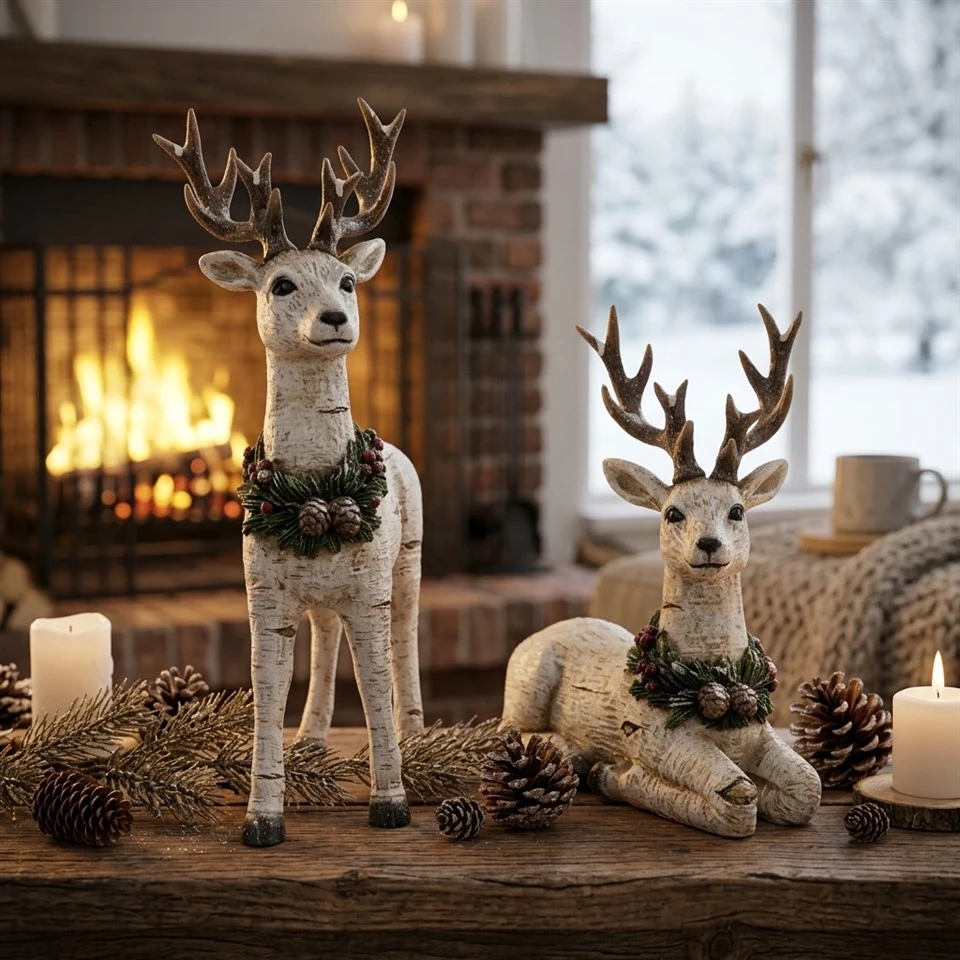 Resin Reindeer Figurine Set