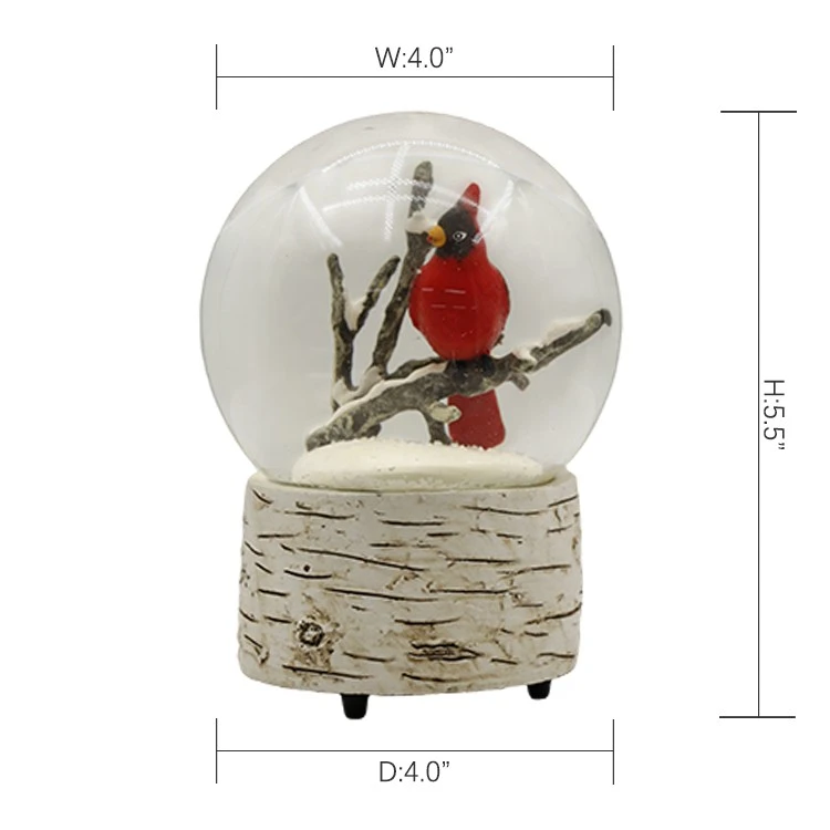 Cardinal Snow Globe With Birch Base factory