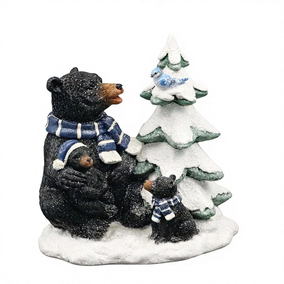 Christmas Black Bear Family With Tree suppliers