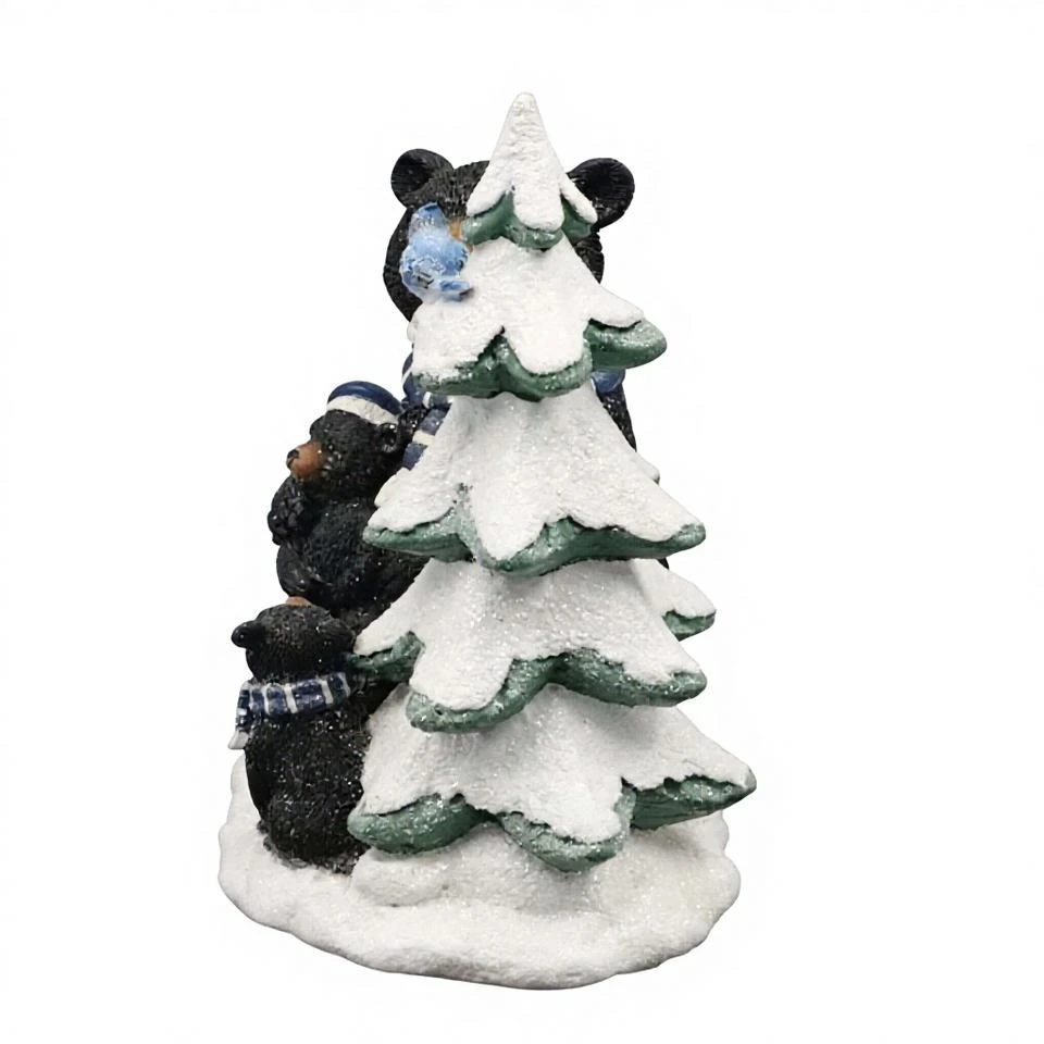 Christmas Black Bear Family With Tree high quality