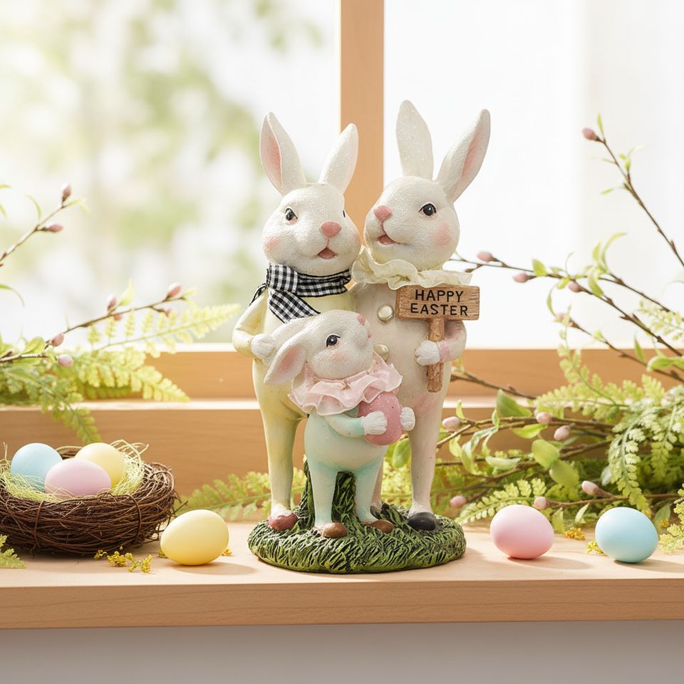 Easter Bunny Couple Figurine