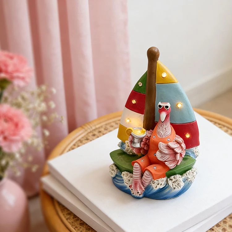 Flamingo Sailboat Figurine