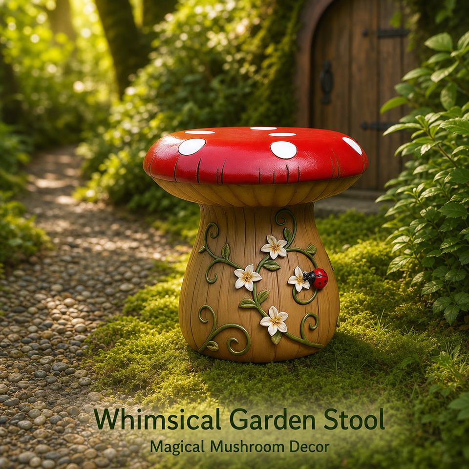 Floral Mushroom Garden Stool