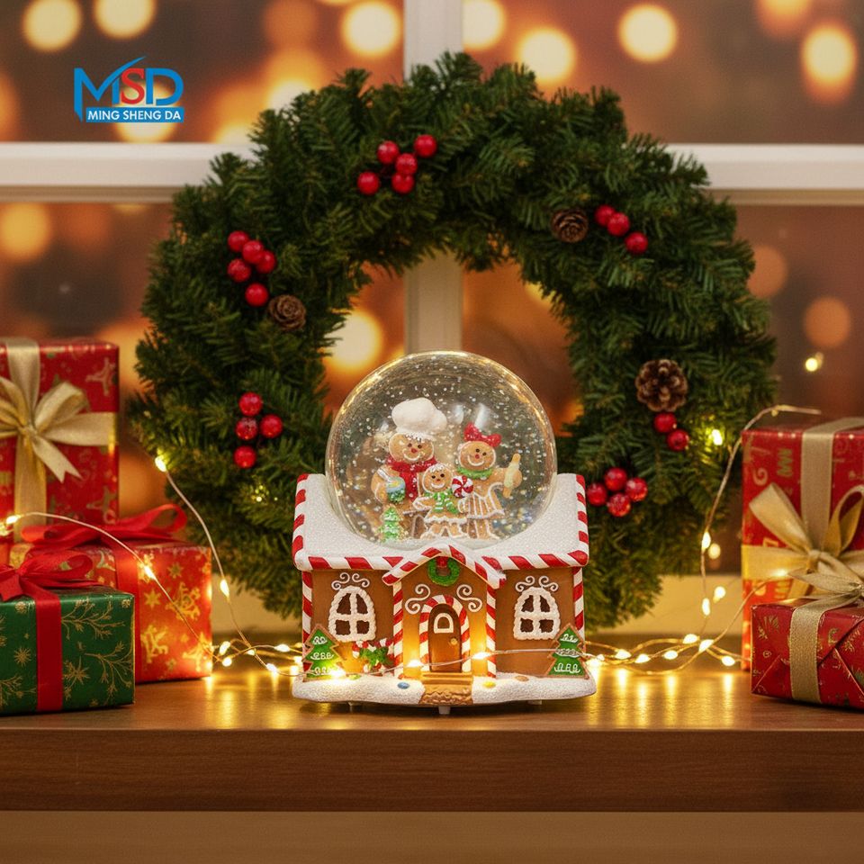 Gingerbread Man Christmas Snow Globe