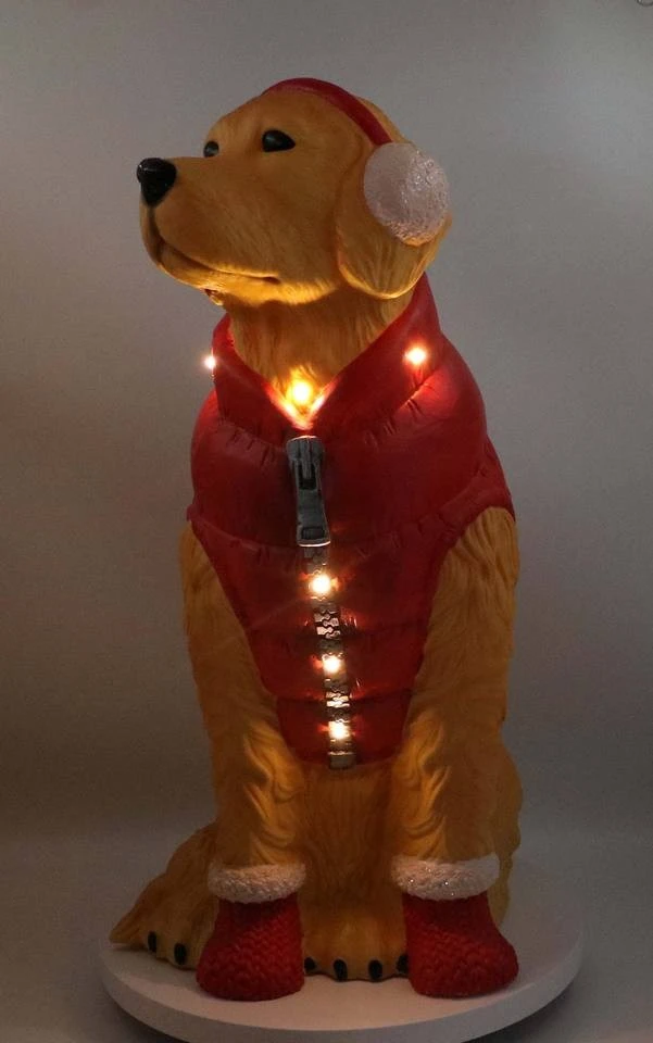 Lighted Christmas Dog Figurine high quality