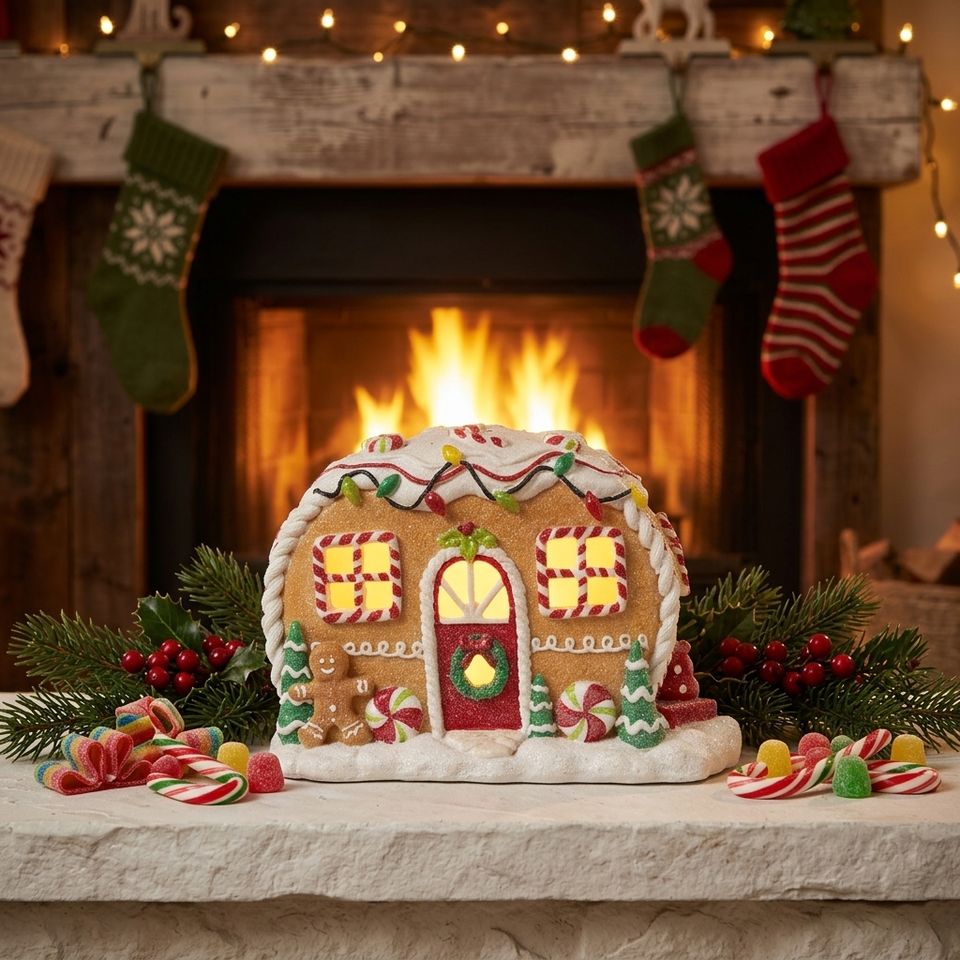 Lighted Gingerbread Candy House