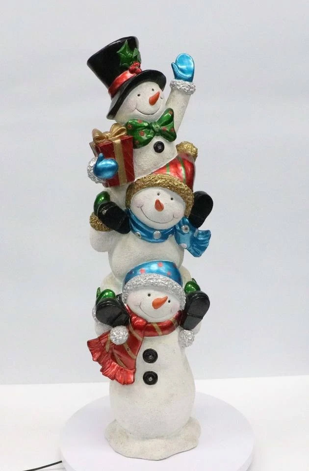 Lighted Stacked Snowman Statue factory