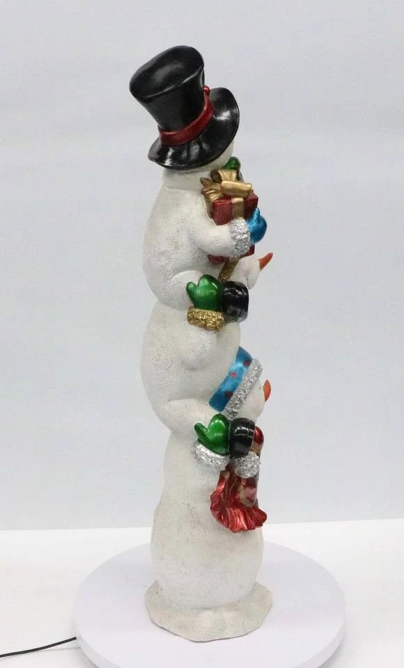Lighted Stacked Snowman Statue high quality