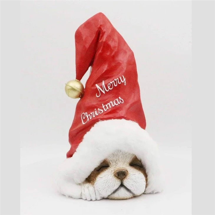 Christmas Puppy Head With Santa Hat