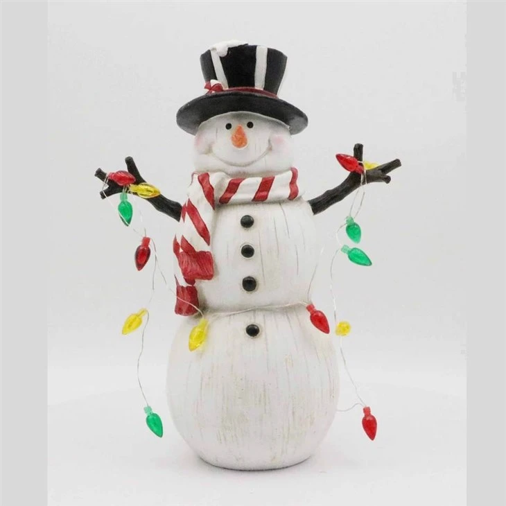 Snowman With Colorful String Lights