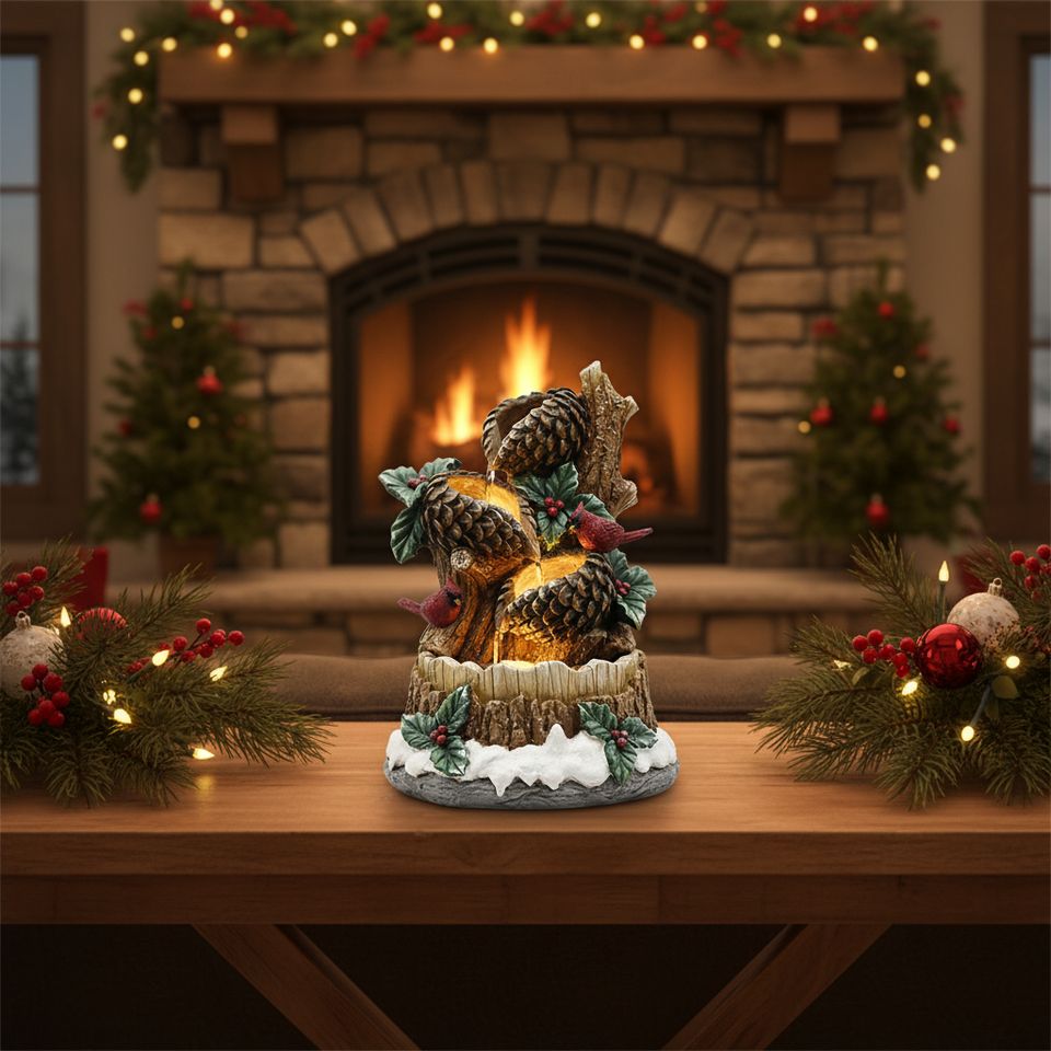 Pinecone And Cardinal Water Fountain