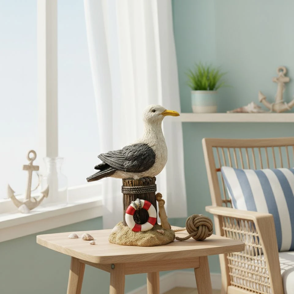 Seagull Statue With Lifebuoy