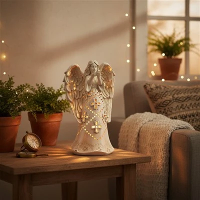Lighted Angel Garden Statue
