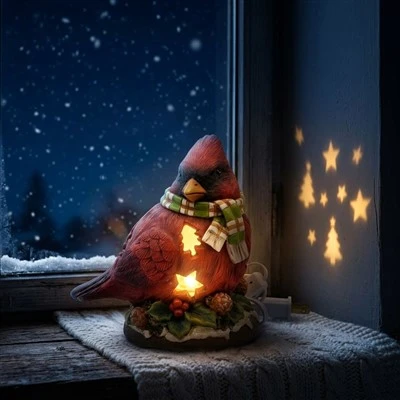Lighted Cardinal Bird with Scarf