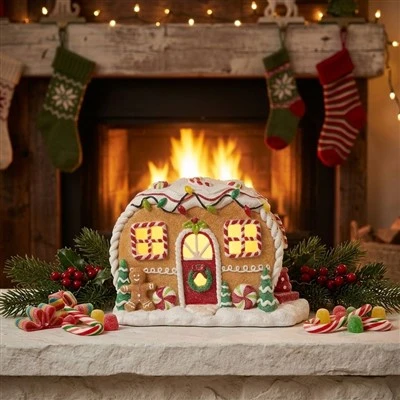 Lighted Gingerbread Candy House