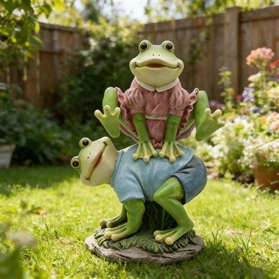 Piggyback Frog Couple Figurine
