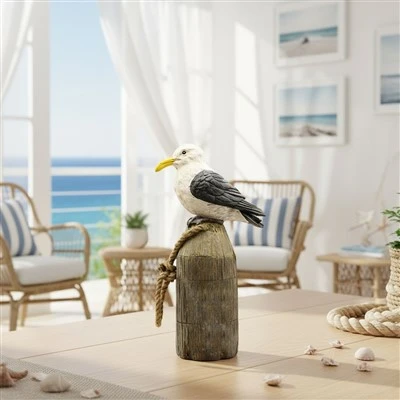 Seagull On Wooden Buoy