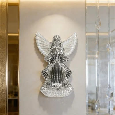 Silver Lighted Praying Angel