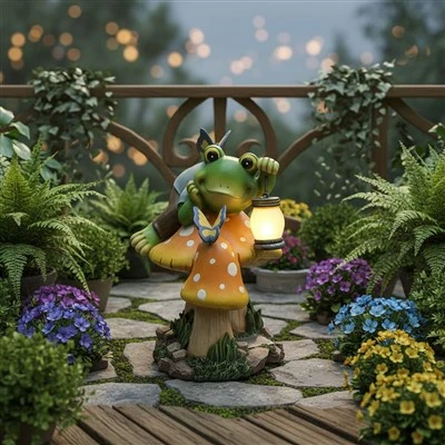 Solar Frog Holding Lantern