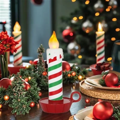 Striped Christmas Candle Decoration