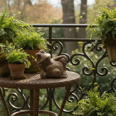 Weathered Reclining Frog Statue