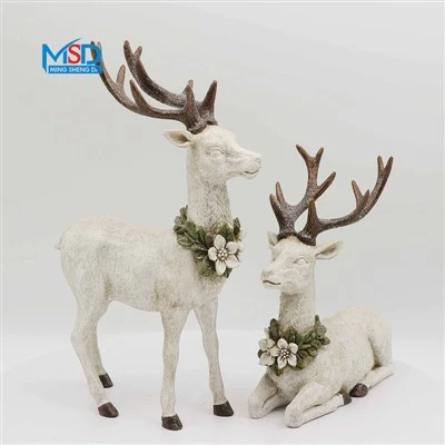 White Woodland Reindeer Figurine Set
