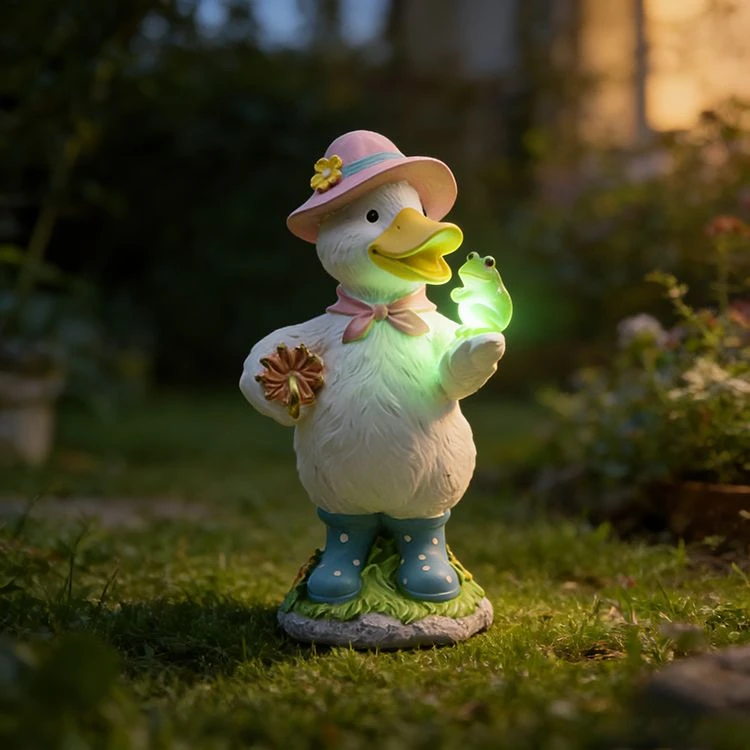 Spring Duck With Hat And Frog