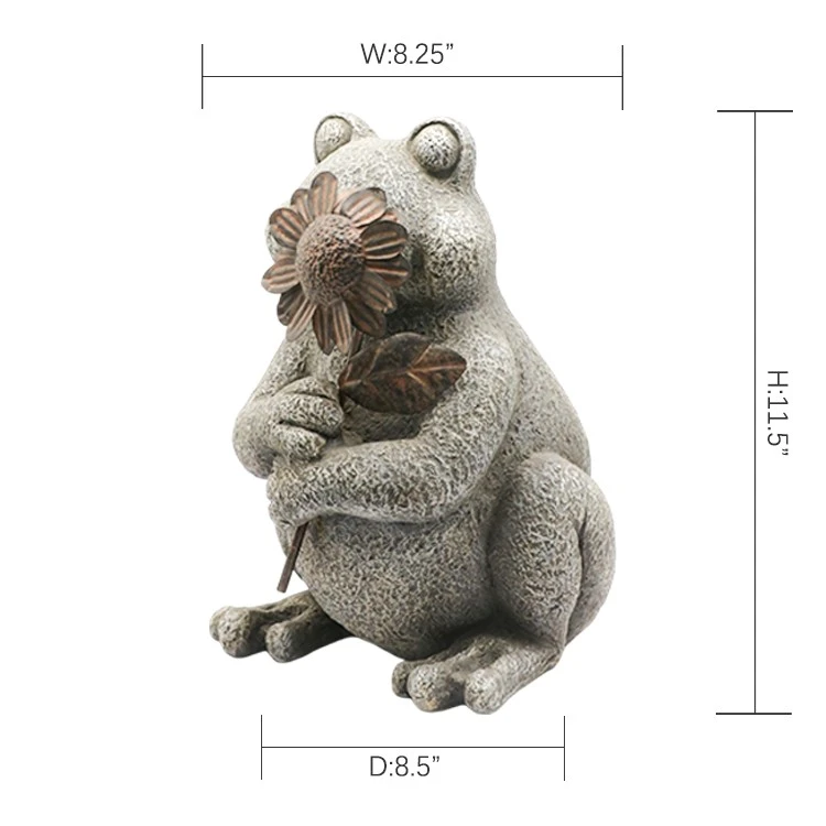Stone Finish Frog With Sunflower factory