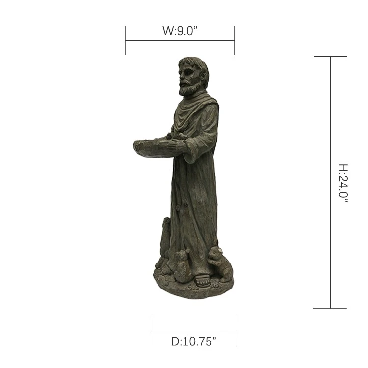 Stone Finish St Francis Bird Feeder factory