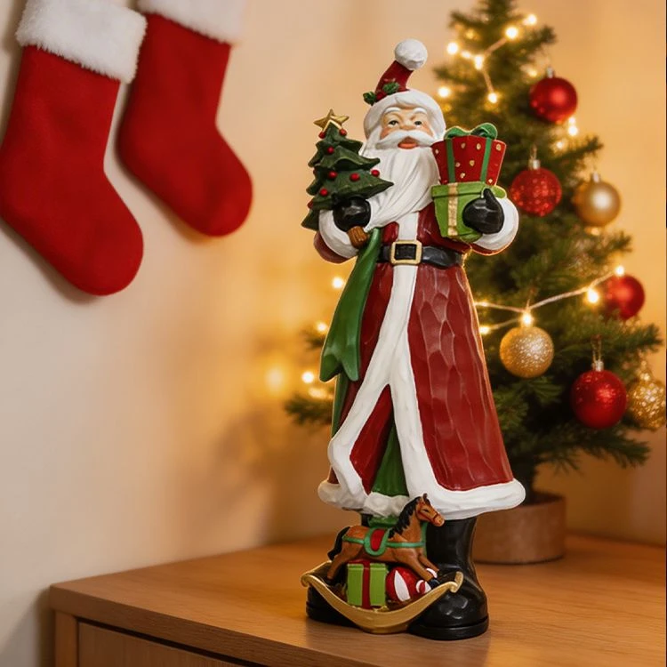 Tall Santa Claus With Christmas Tree
