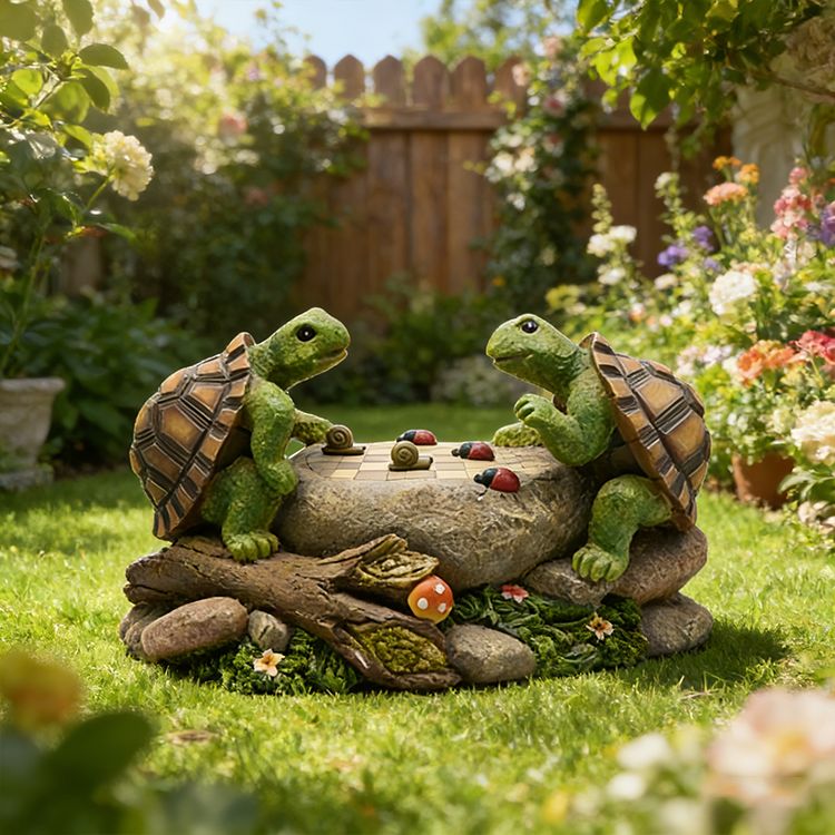 Turtles Playing Chess Figurine