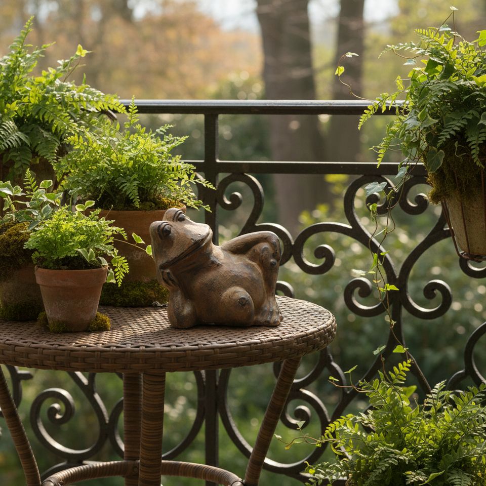 Weathered Reclining Frog Statue